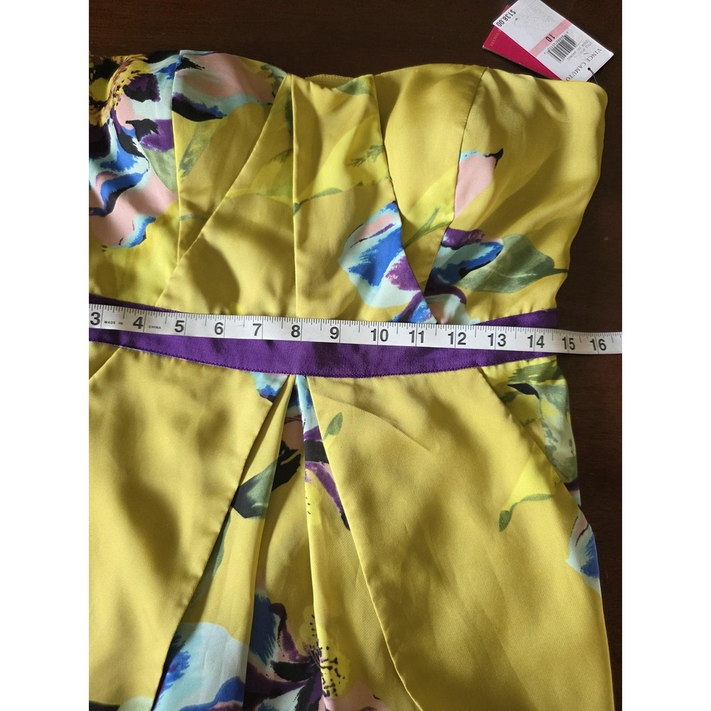 NWT Vince Camuto Dress Womens 10 Green Floral Strapless Pleated Party Cocktail - Picture 15 of 16